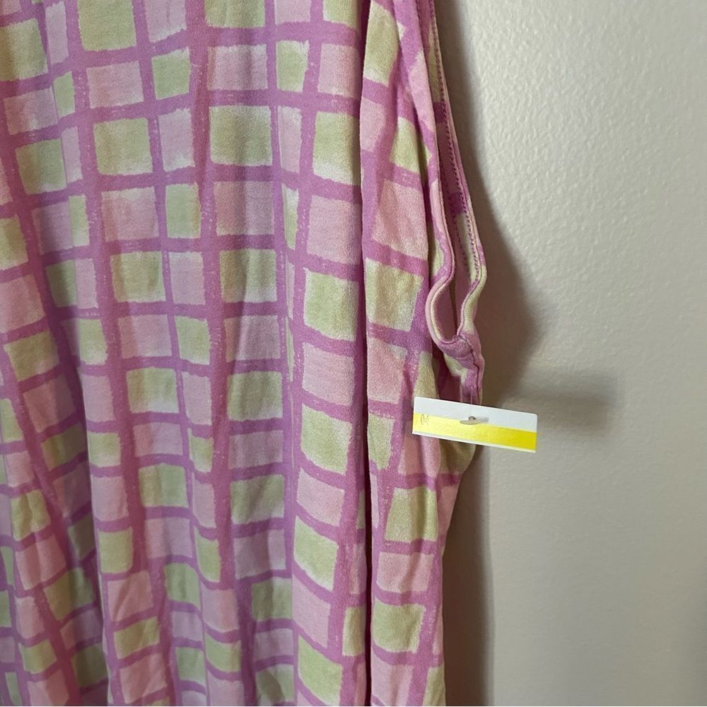 BP Dress Midi Sun Dress Grid Pink Purple Green White Lettuce Edge Casual Summer - Picture 8 of 11